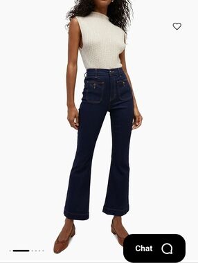 Veronica Beard | Carson Ankle Flared Patch Pocket High Rise Jeans Oxford Wash 29